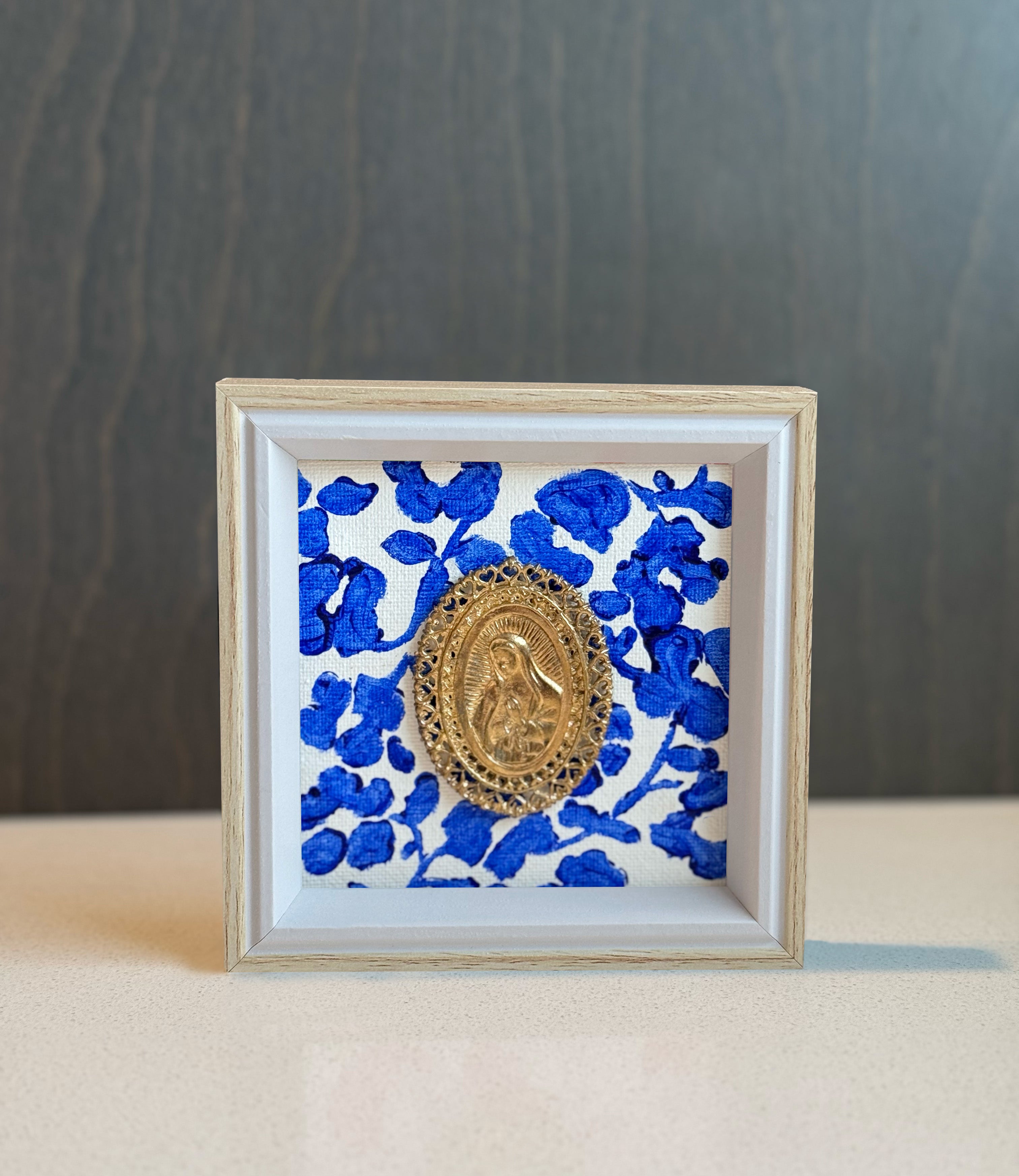 Everbloom Blue |  Hand Painted Our Lady of Guadalupe Virgin Mary Frame · Catholic Gift & Keepsake